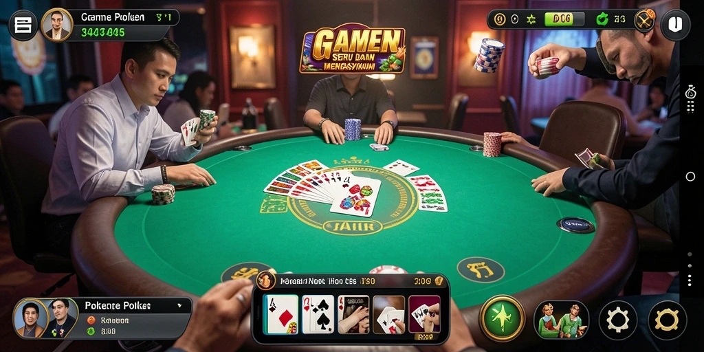 Screenshot utama 3446 menampilkan gameplay Poker yang mendebarkan.