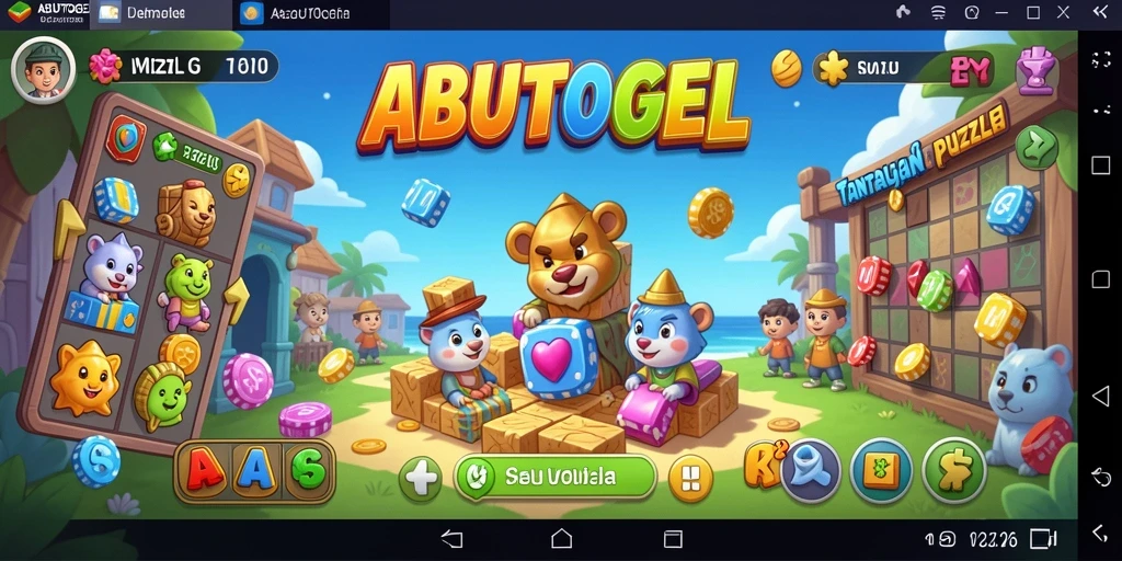 Tampilan gameplay ABUTOGEL yang penuh warna dan menantang.