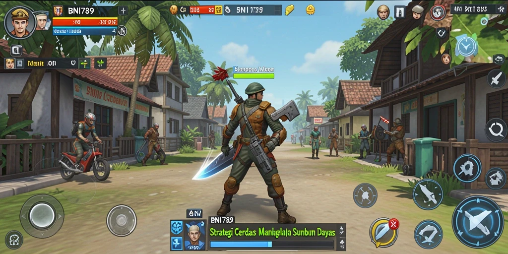 Tampilan menegangkan dari gameplay BNI789 menunjukkan strategi perang yang dihadapi pemain.