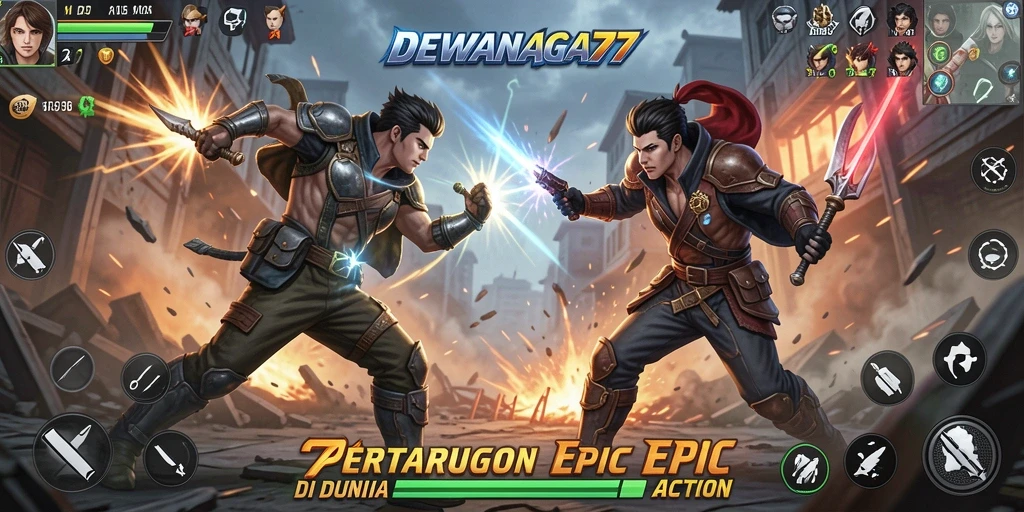 Tangkapan layar menampilkan aksi mendebarkan dalam DEWANAGA77.