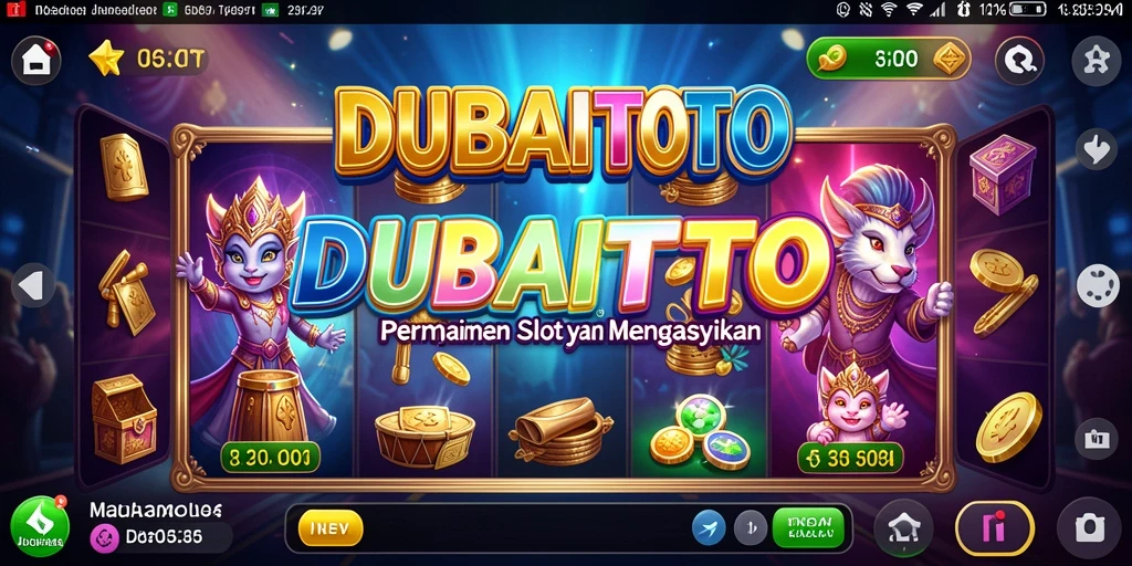 Tampilan gameplay Slot DUBAITOTO yang mengasyikan dan penuh warna.