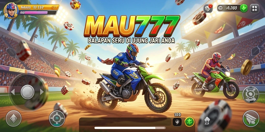 Screenshot gameplay balap seru di MAU777 dengan mobil yang melaju cepat.