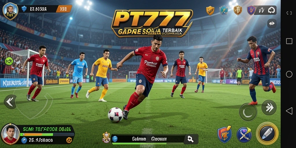 Screenshot gameplay PT777 yang menampilkan aksi sepak bola yang dinamis.