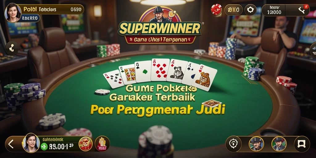 Tampilan gameplay Poker yang mendebarkan di aplikasi SUPERWINNER.